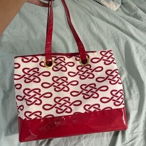 Red Patterned Tote Bag